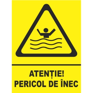 Indicator Atentie pericol de inec, Sticker autocolant