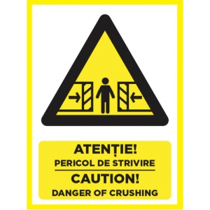 Indicator Atentie pericol de strivire caution danger of crushing, Sticker autocolant - Img 1