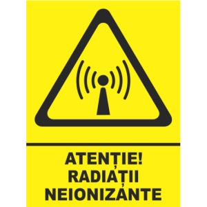 Indicator Atentie radiatii neionizante, Sticker autocolant