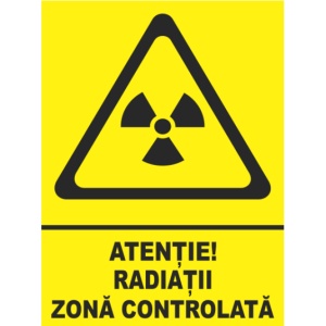 Indicator Atentie radiatii zona controlata, Sticker autocolant - Img 1