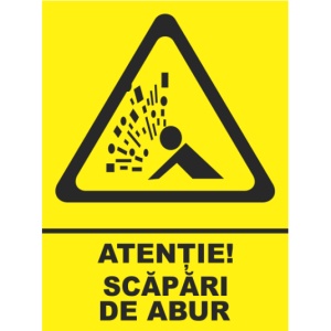 Indicator Atentie scapari de abur, Sticker autocolant