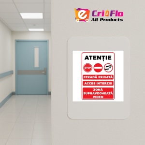Indicator Atentie strada privata acces interzis zona supravegheata video, Sticker autocolant - Img 5