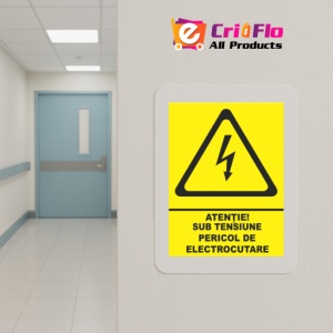 Indicator Atentie sub tensiune pericol de electrocutare, Sticker autocolant - Img 5