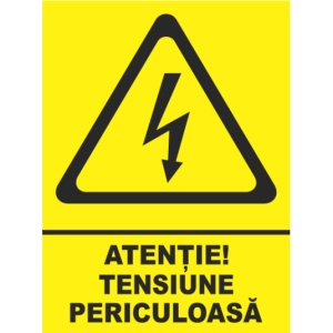 Indicator Atentie tensiune periculoasa, Sticker autocolant