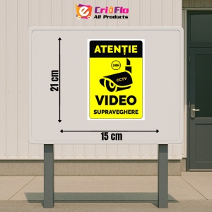 Indicator Atentie video supraveghere cctv, Sticker autocolant - Img 2