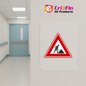 Indicator Avertizare lucrari rutiere inainte, Sticker autocolant - Img 5