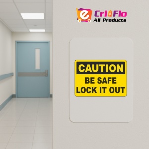 Indicator Caution Be Safe Lock It Out Sign, Sticker autocolant - Img 5