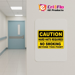 Indicator Caution Hard Hats Required No Smoking Sign, Sticker autocolant - Img 5