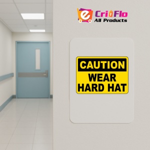 Indicator Caution Wear Hard Hat Sign, Sticker autocolant - Img 4