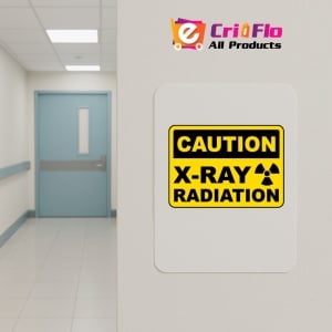 Indicator Caution X-Ray Radiation Sign, Sticker autocolant - Img 5