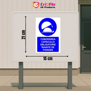 Indicator Coborarea capacului obligatorie inainte de pornire indicator de obligativitate, Sticker autocolant - Img 2