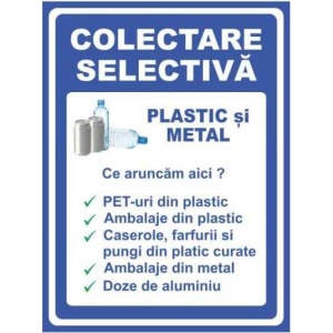 Indicator Colectare selectiva plastic si metal, Sticker autocolant