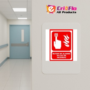 Indicator Cu buton de alarma in caz de incendiu, Sticker autocolant - Img 5