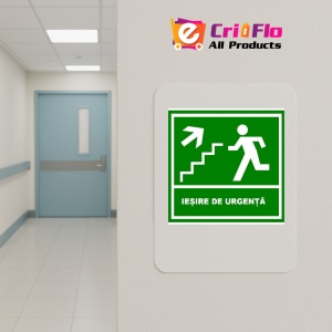 Indicator De iesire de urgenta scari cu sageata in stanga sus, Sticker autocolant - Img 4