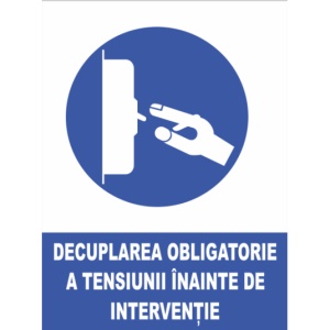 Indicator Decuplarea obligatoire a tensiunii inainte de interventie, Sticker autocolant