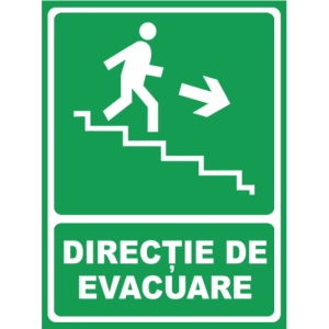 Indicator Directie de evacuare coborare dreapta, Sticker autocolant