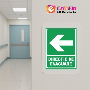 Indicator Directie de evacuare stanga, Sticker autocolant - Img 5