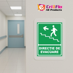 Indicator Directie de evacuare urcare stanga, Sticker autocolant - Img 5