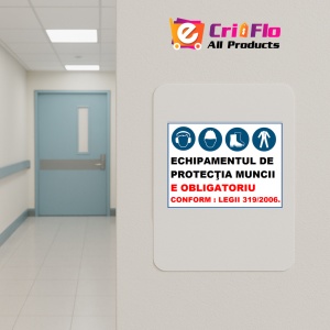 Indicator Echipamentul de protectia muncii e obligatoriu conform legii 319, Sticker autocolant - Img 4