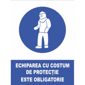 Indicator Echipararea cu costum este obligatorie, Sticker autocolant