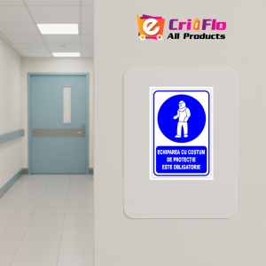 Indicator Echiparea cu costum de protectie este obligatorie, Sticker autocolant - Img 4