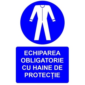 Indicator Echiparea obligatorie cu haine de protectie indicator de obligativitate, Sticker autocolant