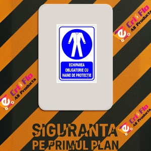 Indicator Echiparea obligatorie cu haine de protectie, Sticker autocolant - Img 2