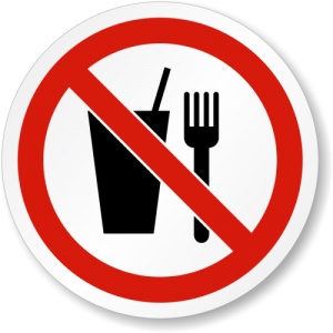 Indicator Eticheta pentru interzicerea consumului de mancare sau a bauturii, Sticker autocolant