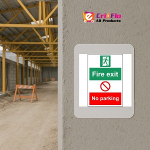 Indicator Fire exit no parking, Sticker autocolant - Img 5