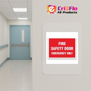 Indicator FIRE SAFETY DOOR EMERGENCY ONLY, Sticker autocolant - Img 4