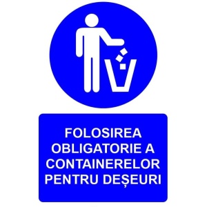 Indicator Folosirea obligatorie a containerelor pentru deseuri indicator de obligativitate, Sticker autocolant
