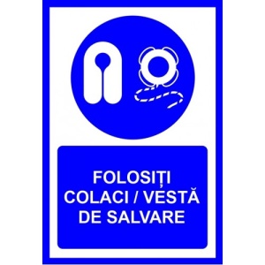 Indicator Folositi colaci vesta de salvare, Sticker autocolant