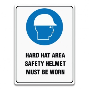Indicator HARD HAT SIGNS for AREA SAFETY HELMET MUST BE WORN, Sticker autocolant