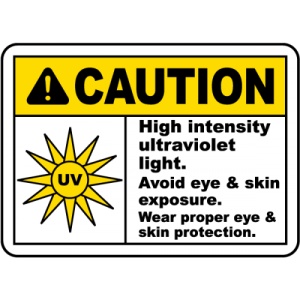 Indicator High Intensity Ultraviolet Light Sign, Sticker autocolant