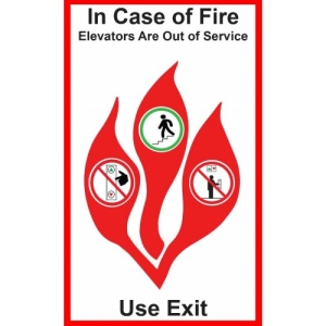Indicator In case of fire elevators are out of service use exit sign, Sticker autocolant