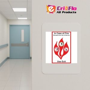Indicator In case of fire elevators are out of service use exit sign, Sticker autocolant - Img 4