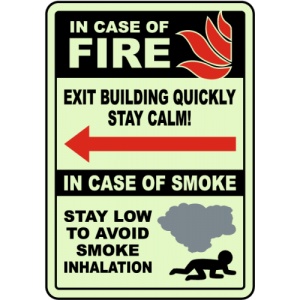 Indicator In Case of Fire Exit Building Quickly Left Arrow Sign, Sticker autocolant