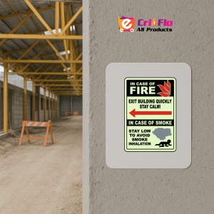 Indicator In Case of Fire Exit Building Quickly Left Arrow Sign, Sticker autocolant - Img 5
