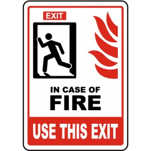 Indicator In Case of Fire Use This Exit Sign, Sticker autocolant