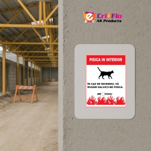 Indicator In caz de incendiu va rugam salvati-ne pisica, Sticker autocolant - Img 5