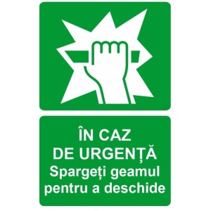 Indicator In caz de urgenta spargeti geamul pentru a deschide, Sticker autocolant