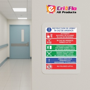 Indicator Instructiuni de urmat in caz de urgenta, Sticker autocolant - Img 5