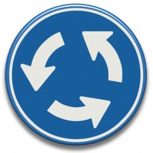 Indicator Intersectie cu sens giratoriu, Sticker autocolant