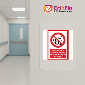 Indicator Interventia pentru ungerea sau depanarea mecanismelor in miscare este interzisa, Sticker autocolant - Img 4