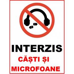 Indicator Interzis casti si microfoane, Sticker autocolant