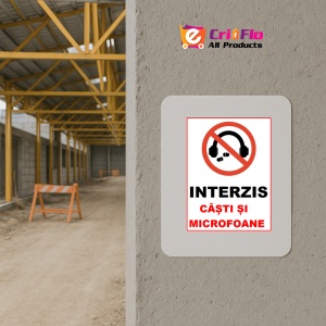 Indicator Interzis casti si microfoane, Sticker autocolant - Img 5