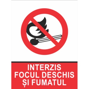 Indicator Interzis focul deschis si fumatul, Sticker autocolant