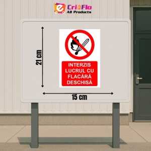 Indicator Interzis lucrul cu flacara deschisa indicator de interzicere, Sticker autocolant - Img 2