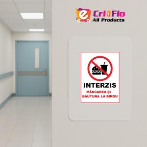 Indicator Interzis mancarea si bautura la birou, Sticker autocolant - Img 4