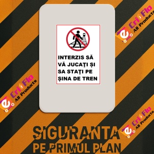 Indicator Interzis sa va jucati si sa stati pe sina de tren, Sticker autocolant - Img 2